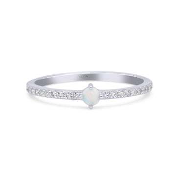 Solitaire Accent Dazzling Thumb Ring Round Lab Created White Opal Statement Fashion Ring 925 Sterling Silver